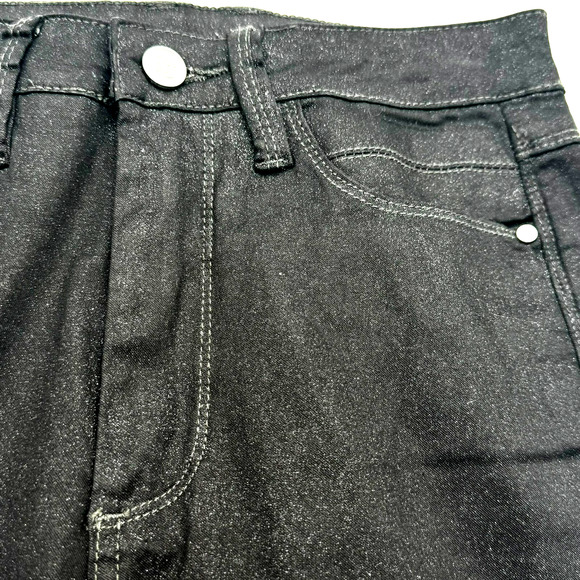 BEBE Women's 26 Black Jeans Sparkle Glitter Skinny Pants Whimsigoth y2k Clubwear - Picture 3 of 11